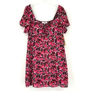 NWT Madden NYC Hearts Red Pink Black Dress 3XL Baby Doll Cut Out Feminine